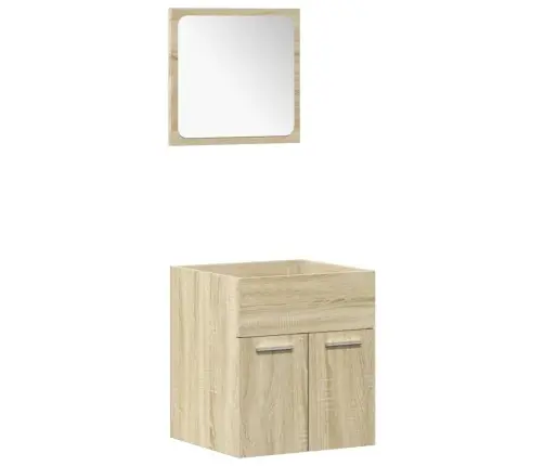 4-Osaline Vannitoa Mööblikomplekt, Sonoma Tamm, Tehispuit 4-Osaline Vannitoa Mööblikomplekt, Sonoma Tamm, Tehispuit