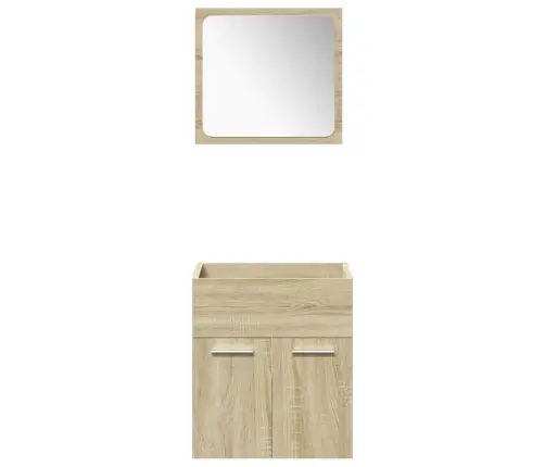 4-Osaline Vannitoa Mööblikomplekt, Sonoma Tamm, Tehispuit 4-Osaline Vannitoa Mööblikomplekt, Sonoma Tamm, Tehispuit