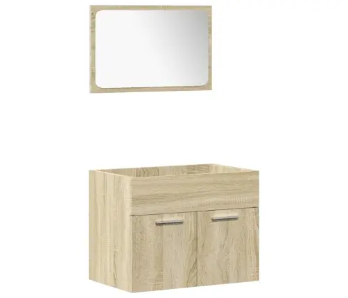 Vonios Baldų Komplektas, 4 Dalių, Ąžuolo, Apdirbta Mediena