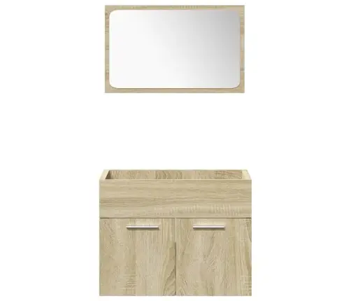 Vonios Baldų Komplektas, 4 Dalių, Ąžuolo, Apdirbta Mediena