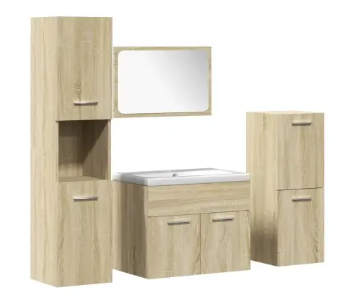 5-Osaline Vannitoa Mööblikomplekt, Sonoma Tamm, Tehispuit