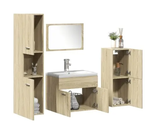 5-Osaline Vannitoa Mööblikomplekt, Sonoma Tamm, Tehispuit