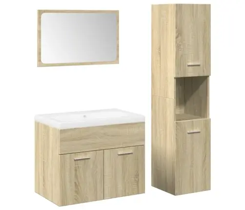 4-Osaline Vannitoa Mööblikomplekt, Sonoma Tamm, Tehispuit