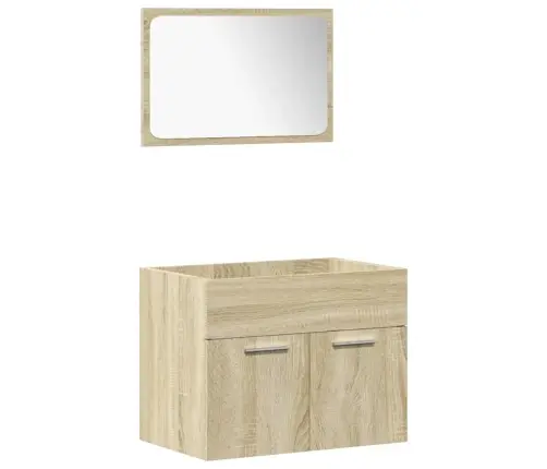 Vonios Baldų Komplektas, 5 Dalių, Ąžuolo, Apdirbta Mediena