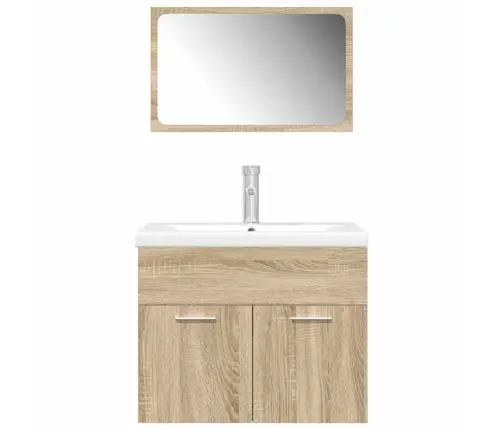 Vonios Baldų Komplektas, 3 Dalių, Ąžuolo, Apdirbta Mediena