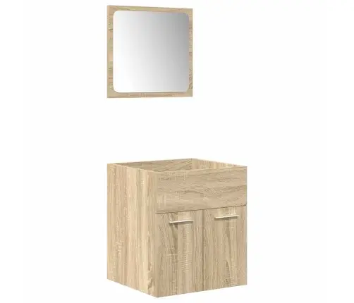 Vonios Baldų Komplektas, 5 Dalių, Ąžuolo, Apdirbta Mediena