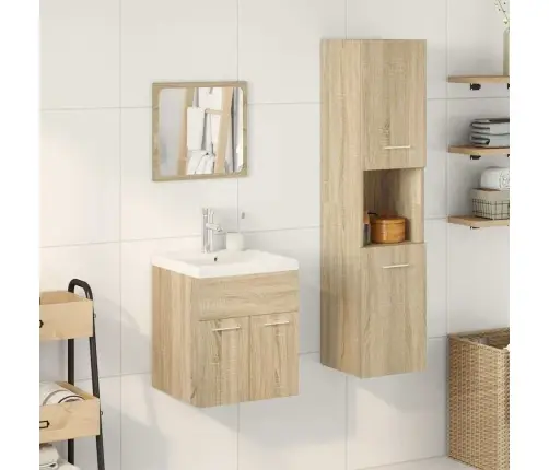 Vonios Baldų Komplektas, 4 Dalių, Ąžuolo, Apdirbta Mediena