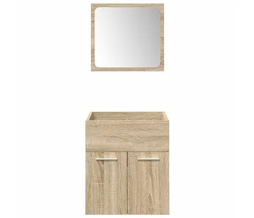 Vonios Baldų Komplektas, 4 Dalių, Ąžuolo, Apdirbta Mediena