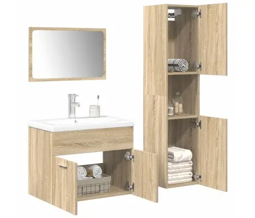 4-Daļīgs Vannasistabas Mēbeļu Komplekts, Sonomas Ozolkoka Vidaxl