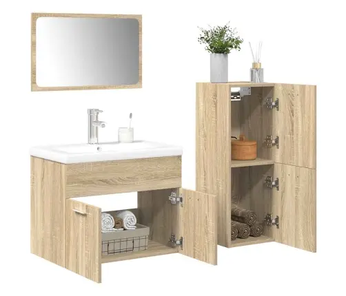 4-Daļīgs Vannasistabas Mēbeļu Komplekts, Sonomas Ozolkoka Vidaxl