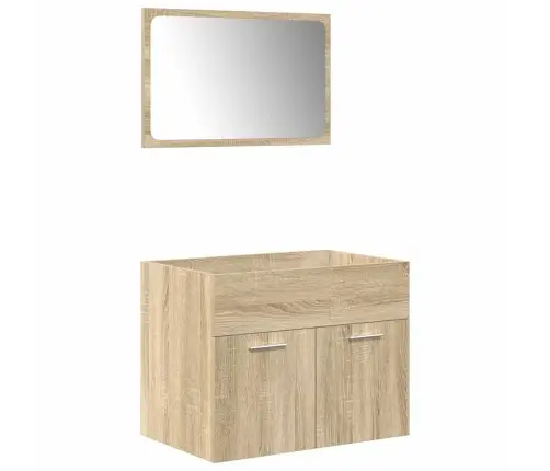 Vonios Baldų Komplektas, 5 Dalių, Ąžuolo, Apdirbta Mediena