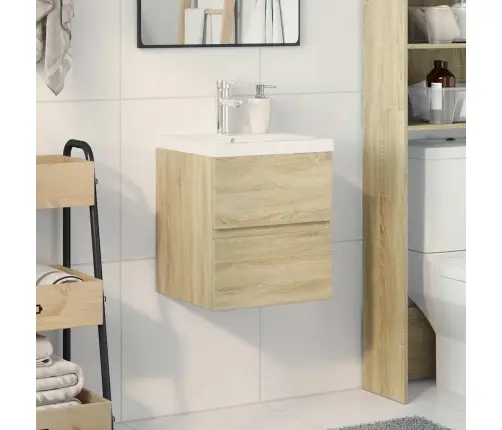 2-Osaline Vannitoa Mööblikomplekt, Sonoma Tamm, Tehispuit