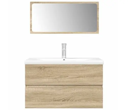 Vonios Baldų Komplektas, 3 Dalių, Ąžuolo, Apdirbta Mediena