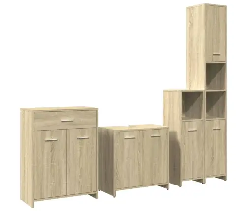 4-Osaline Vannitoa Mööblikomplekt, Sonoma Tamm, Tehispuit