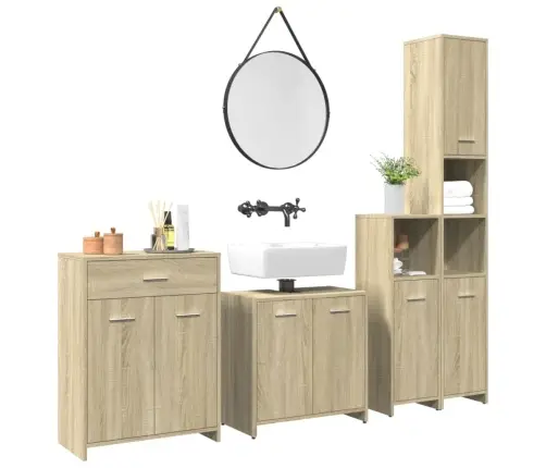 4-Osaline Vannitoa Mööblikomplekt, Sonoma Tamm, Tehispuit