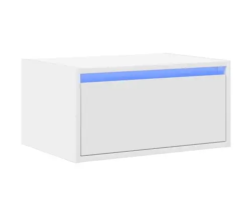 Sienas Naktsskapītis Ar Led Apgaismojumu, Balti Vidaxl