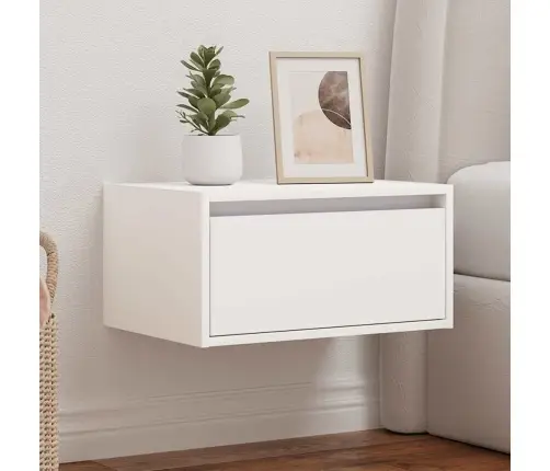 Sienas Naktsskapītis Ar Led Apgaismojumu, Balti Vidaxl