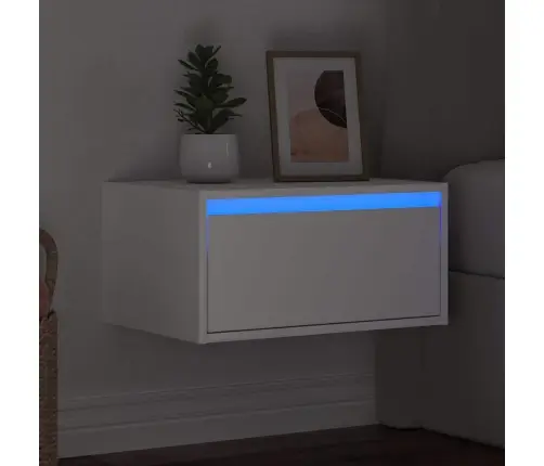 Sienas Naktsskapītis Ar Led Apgaismojumu, Balti Vidaxl