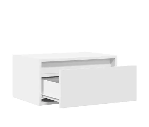 Sienas Naktsskapītis Ar Led Apgaismojumu, Balti Vidaxl