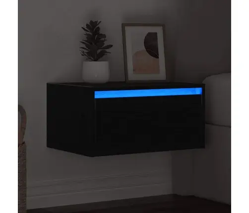 Sienas Naktsskapīši Ar Led Apgaismojumu, Melnais Ozols Vidaxl