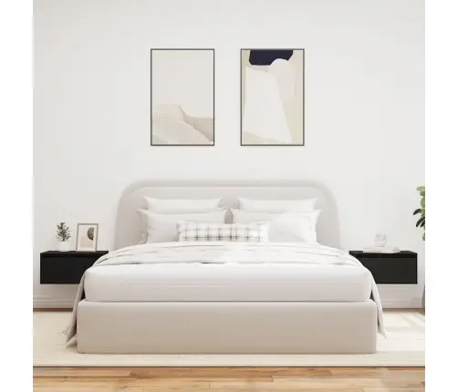 Sienas Naktsskapīši Ar Led Apgaismojumu, 2 Gab., Melnais Ozols Vidaxl