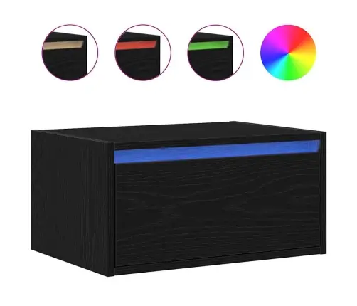 Sienas Naktsskapīši Ar Led Apgaismojumu, 2 Gab., Melnais Ozols Vidaxl