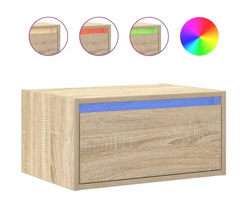 Sienas Naktsskapītis Ar Led Apgaismojumu, Ozola Krāsa Vidaxl