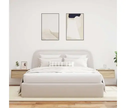 Sienas Naktsskapīši Ar Led Apgaismojumu, 2 Gab., Ozola Krāsa Vidaxl