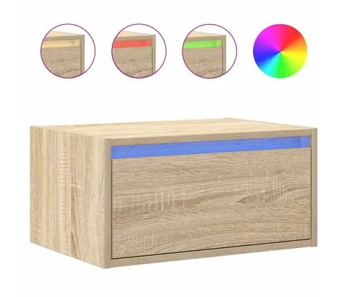 Sienas Naktsskapīši Ar Led Apgaismojumu, 2 Gab., Ozola Krāsa Vidaxl