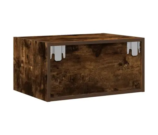 Sieninės Naktinės Spintelės Su Led, 2Vnt., Dūminio Ąžuolo