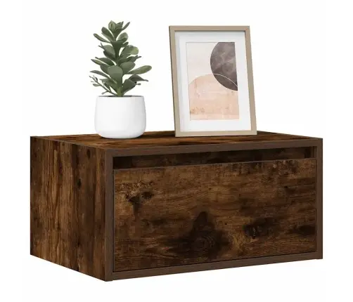 Sieninės Naktinės Spintelės Su Led, 2Vnt., Dūminio Ąžuolo