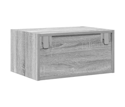 Sieninės Naktinės Spintelės Su Led, 2Vnt., Pilkos Ąžuolo