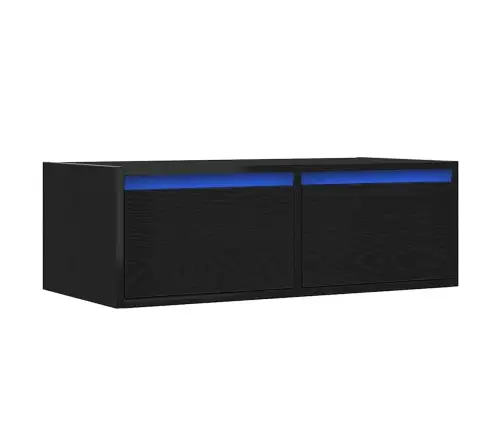 Tv Galdiņš Ar Led Lampiņām Melns Ozols 75X35,5X25 Cm Vidaxl