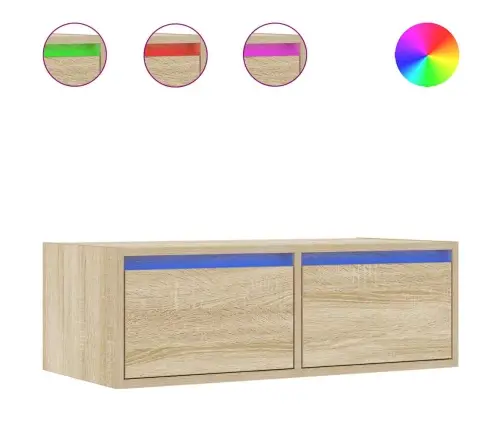 Tv Galdiņš Ar Led Lampiņām Ozolkoka Krāsa 75X35,5X25 Cm Vidaxl