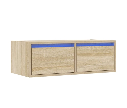 Tv Galdiņš Ar Led Lampiņām Ozolkoka Krāsa 75X35,5X25 Cm Vidaxl