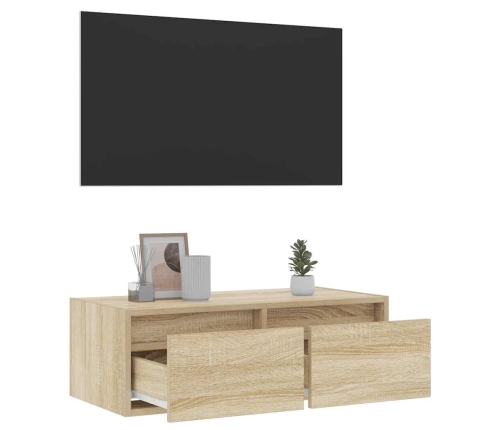 Tv Galdiņš Ar Led Lampiņām Ozolkoka Krāsa 75X35,5X25 Cm Vidaxl