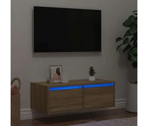 Tv Galdiņš Ar Led Lampiņām Ozolkoka Krāsa 75X35,5X25 Cm Vidaxl