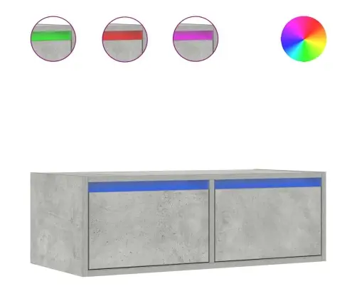 Tv Galdiņš Ar Led Lampiņām Betona Pelēks 75X35,5X25 Cm Vidaxl