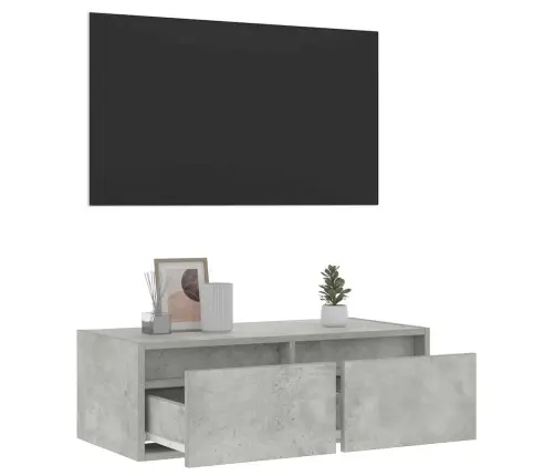 Tv Galdiņš Ar Led Lampiņām Betona Pelēks 75X35,5X25 Cm Vidaxl