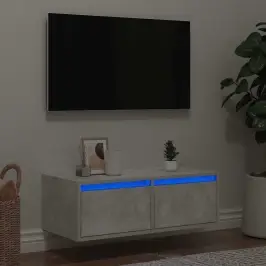 Tv Galdiņš Ar Led Lampiņām Betona Pelēks 75X35,5X25 Cm Vidaxl