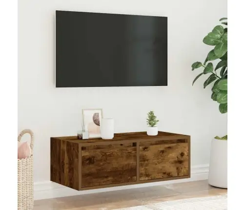 Telerialus Led-Tuledega, Suitsutatud Tamm, 75X35,5X25 Cm Telerialus Led-Tuledega, Suitsutatud Tamm, 75X35,5X25 Cm