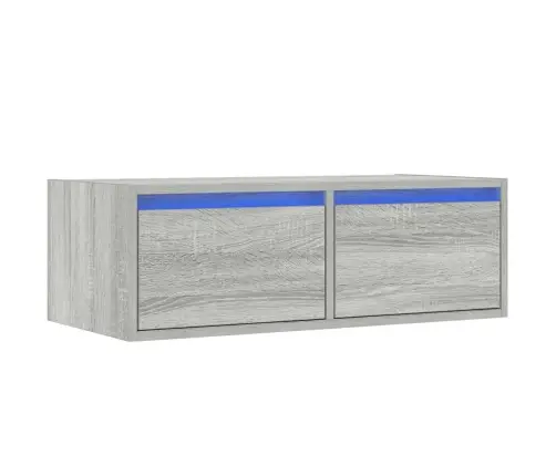 Tv Galdiņš Ar Led Lampiņām Pelēka Koka 75X35,5X25 Cm Vidaxl