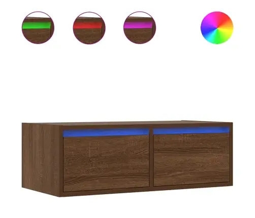 Televizoriaus Spintelė Su Led, Ruda Ąžuolo, 75X35,5X25 Cm