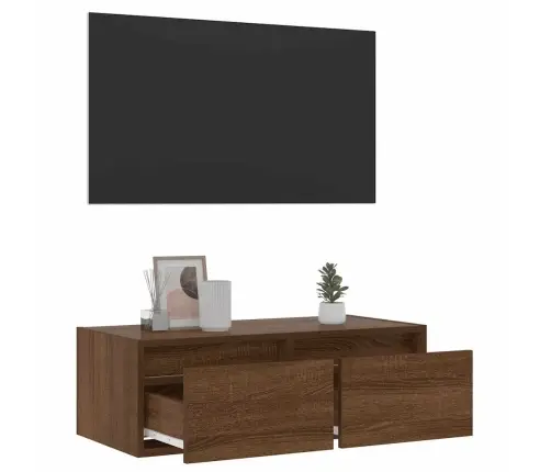 Televizoriaus Spintelė Su Led, Ruda Ąžuolo, 75X35,5X25 Cm