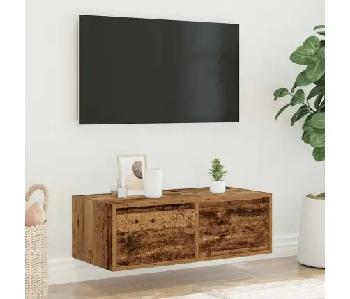 Tv Galdiņš Ar Led Lampiņām Veca Koka 75X35,5X25 Cm Vidaxl