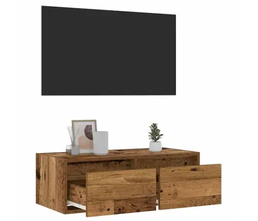 Tv Galdiņš Ar Led Lampiņām Veca Koka 75X35,5X25 Cm Vidaxl