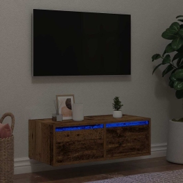 Tv Galdiņš Ar Led Lampiņām Veca Koka 75X35,5X25 Cm Vidaxl