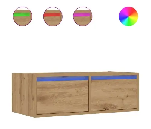 Tv Galdiņš Ar Led Lampiņām Koka Krāsā 75X35,5X25 Cm Vidaxl