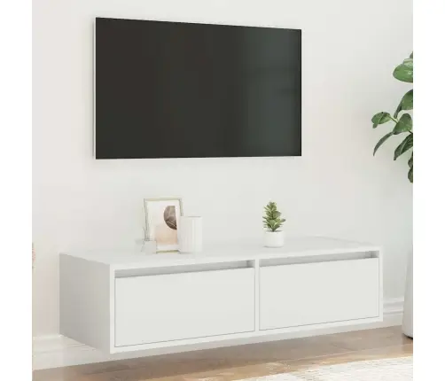 Tv Galdiņš Ar Led Lampiņām Balts 100X35,5X25 Cm Vidaxl