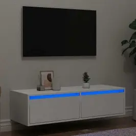 Tv Galdiņš Ar Led Lampiņām Balts 100X35,5X25 Cm Vidaxl